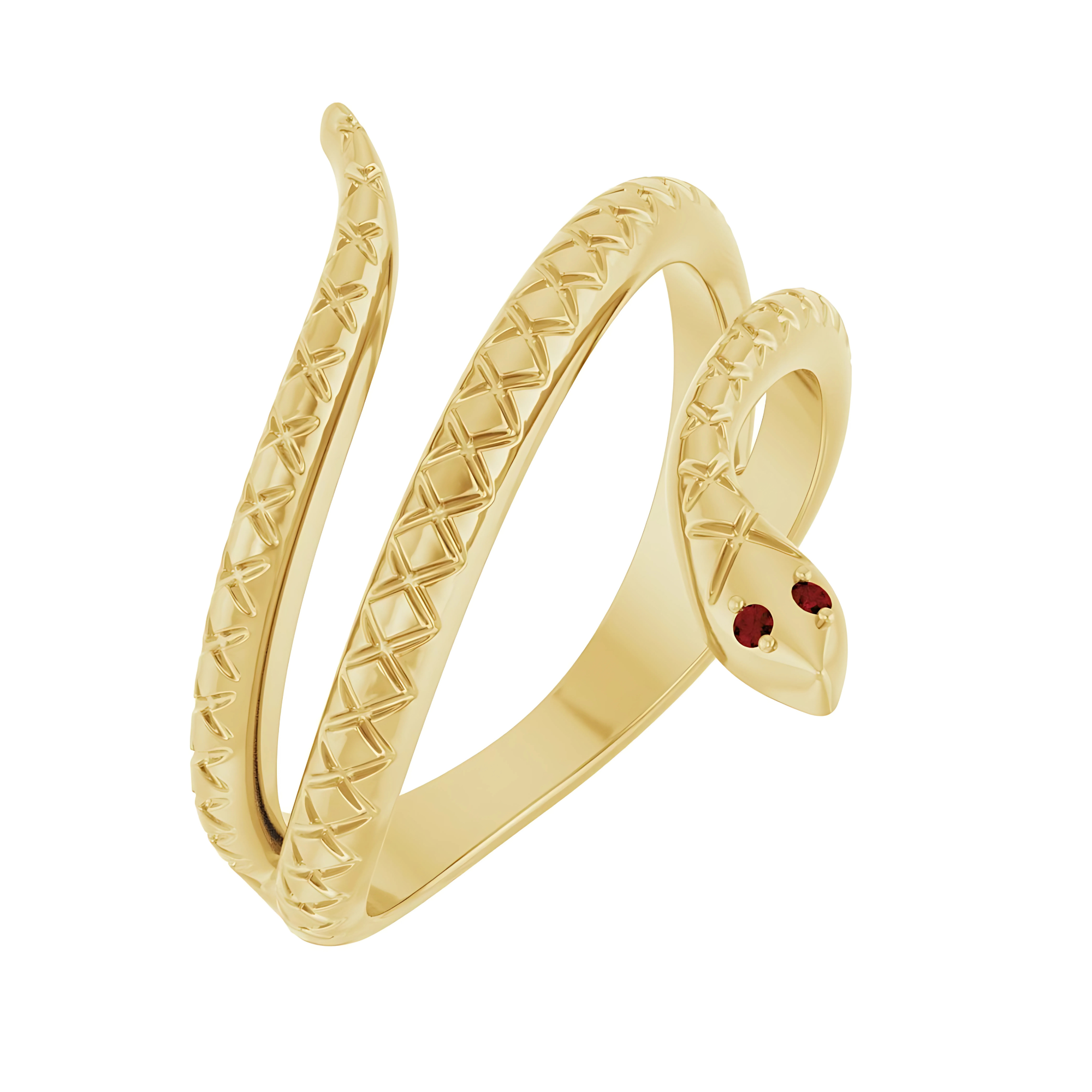 Garnet Snake Ring 14k Gold