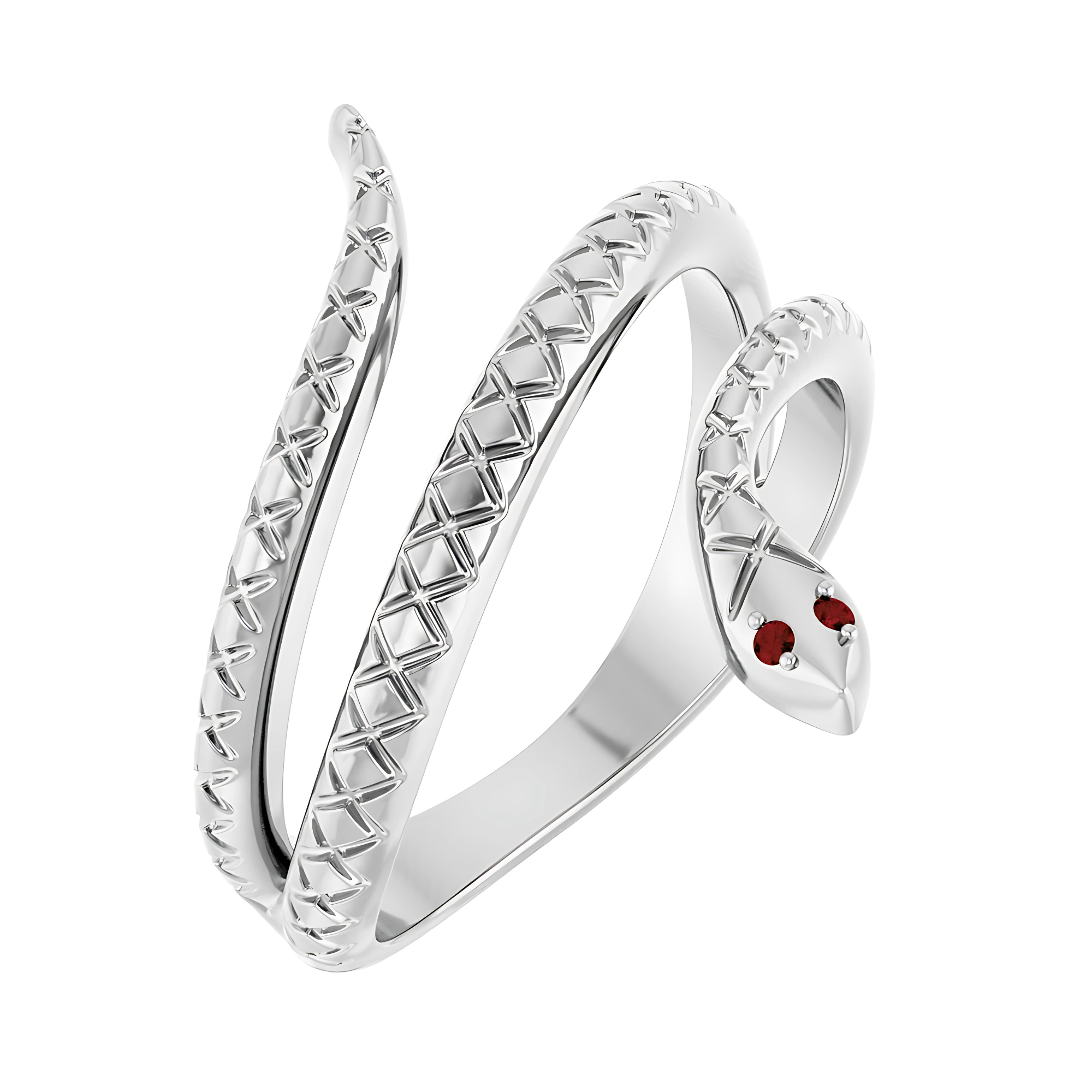 Garnet Snake Ring Sterling Silver