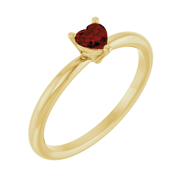 Garnet Heart Ring 14k Gold