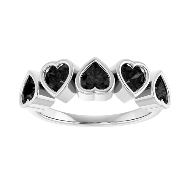 Black Hearts Silver Ring