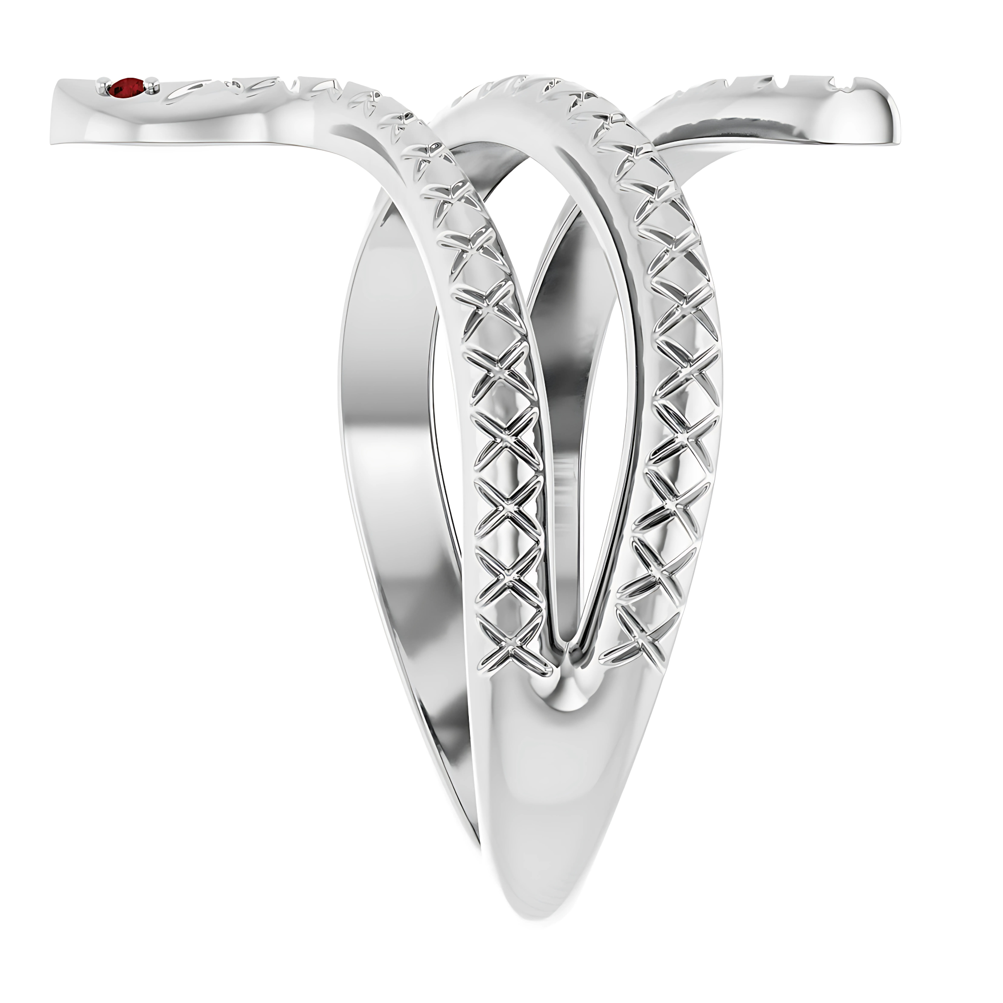 Garnet Snake Ring Sterling Silver