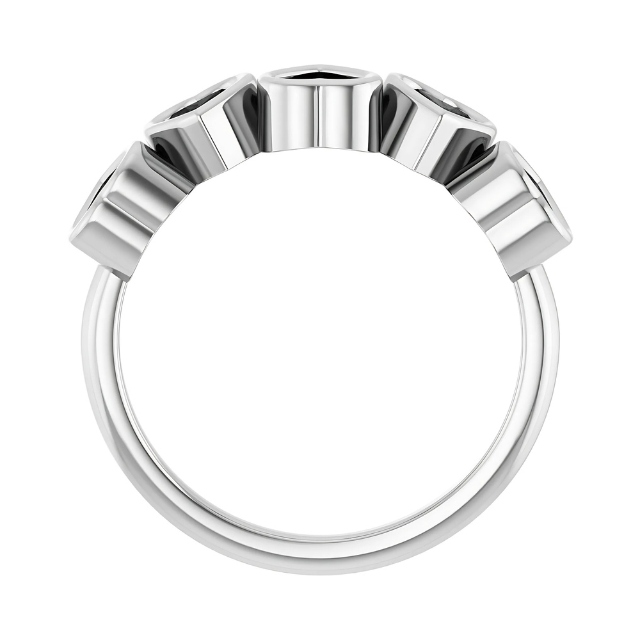 Black Hearts Silver Ring