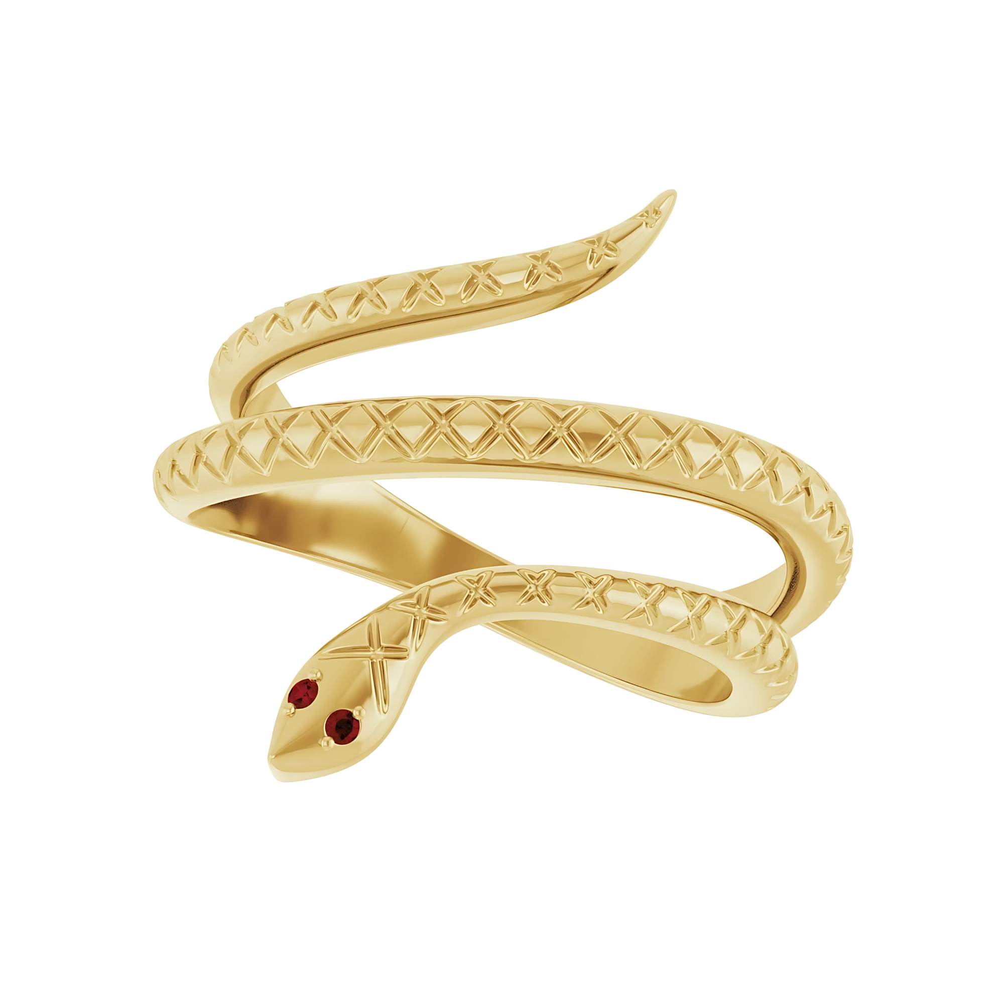 Garnet Snake Ring 14k Gold