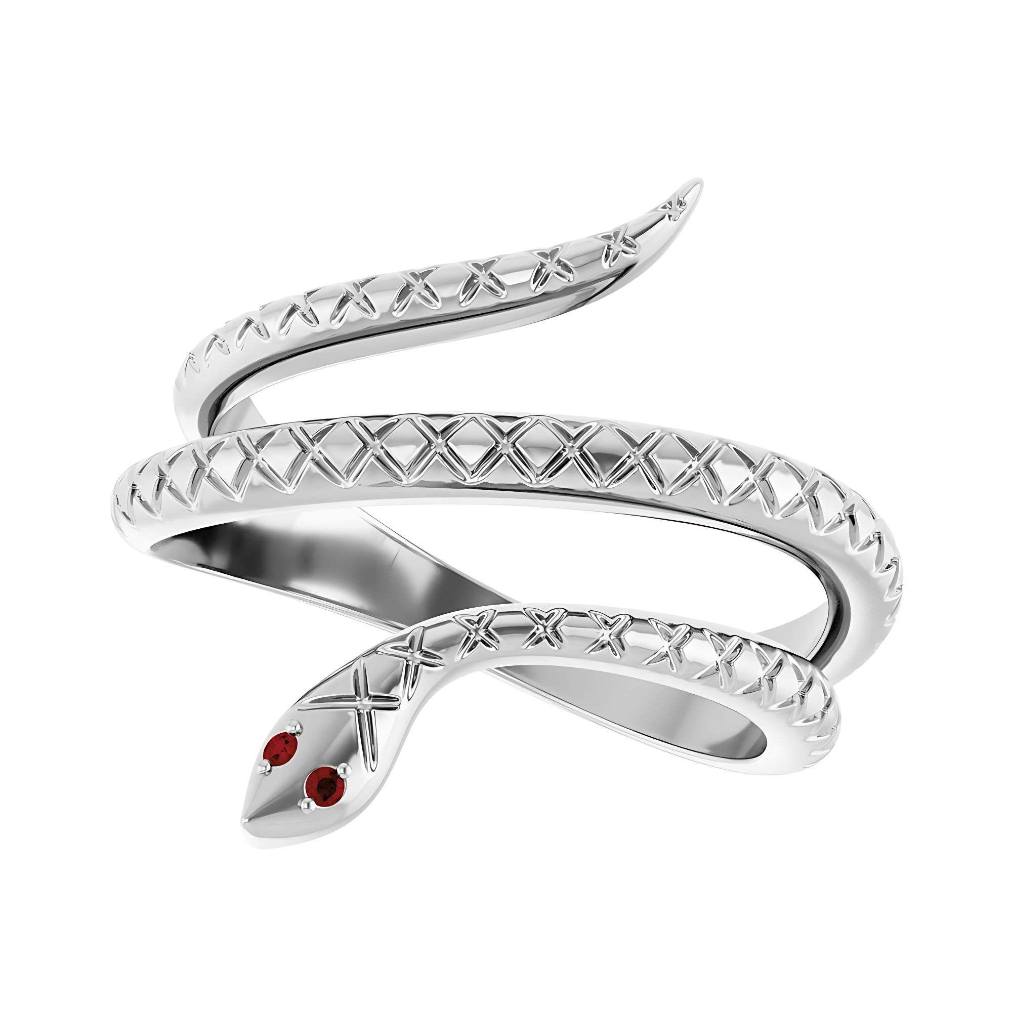 Garnet Snake Ring Sterling Silver