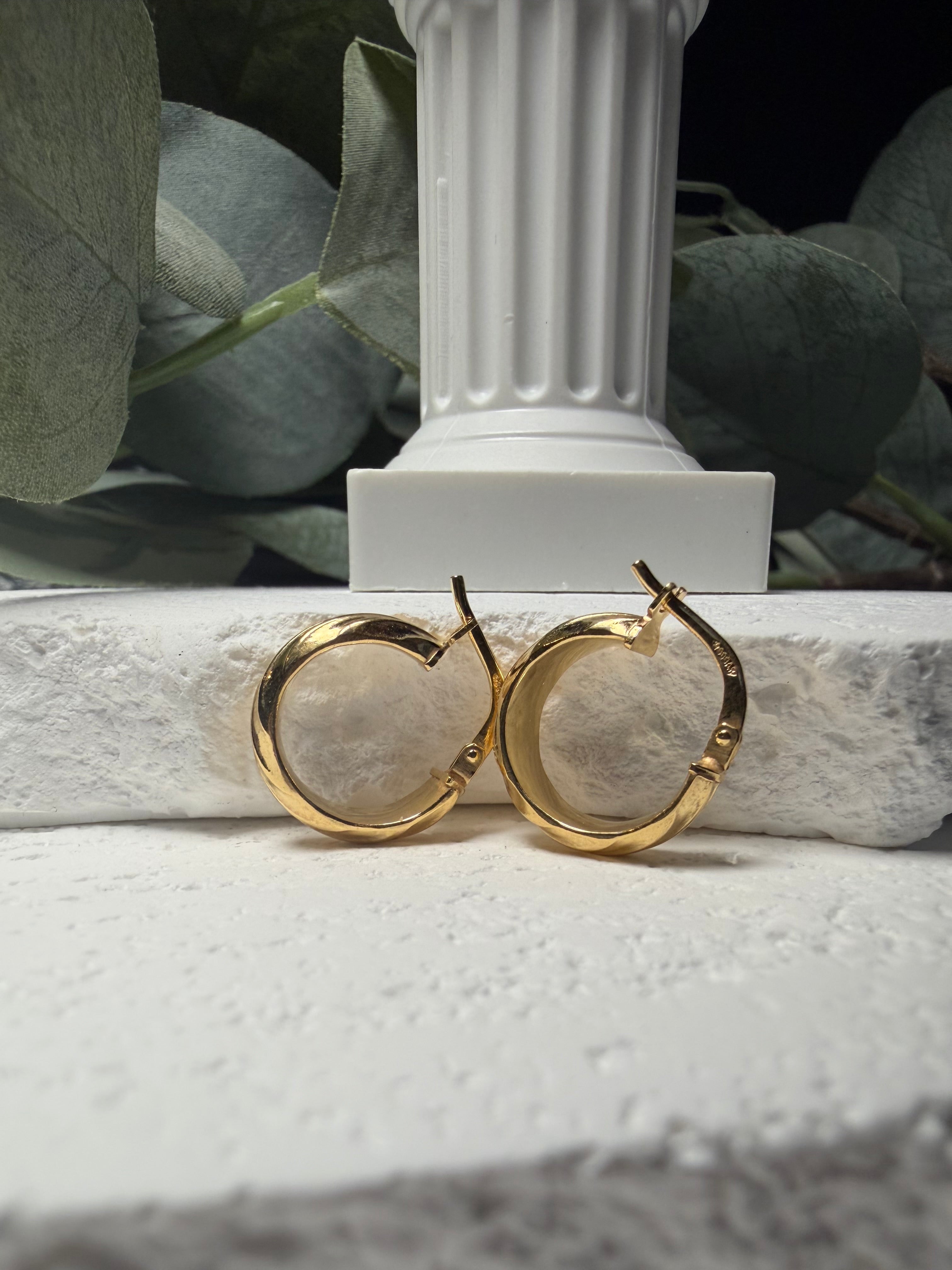 Bold and Twisted, Gold Over Silver Ribbed Hoops