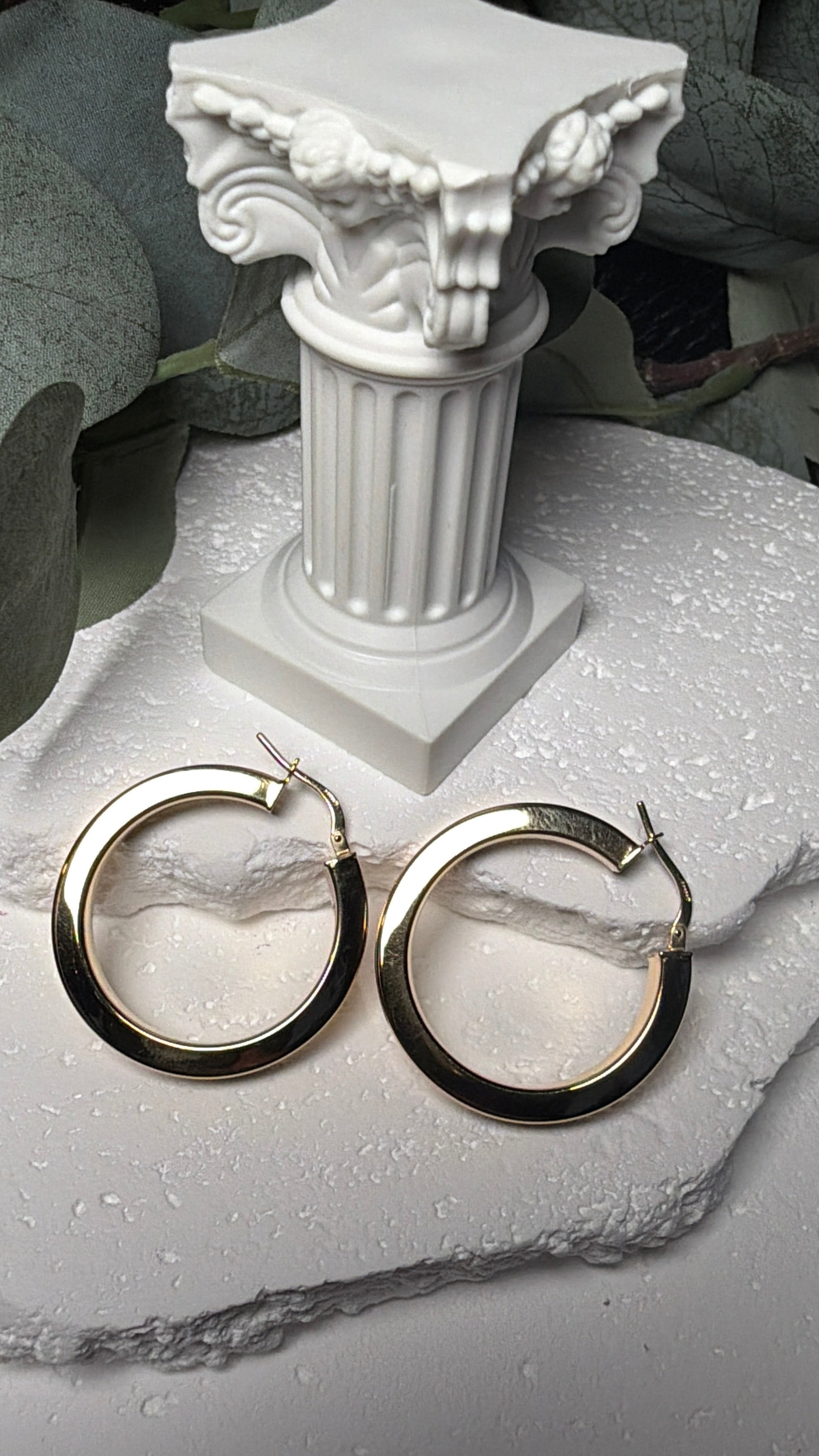 Modern Edge, Gold Over Silver Flat Hoop Earrings