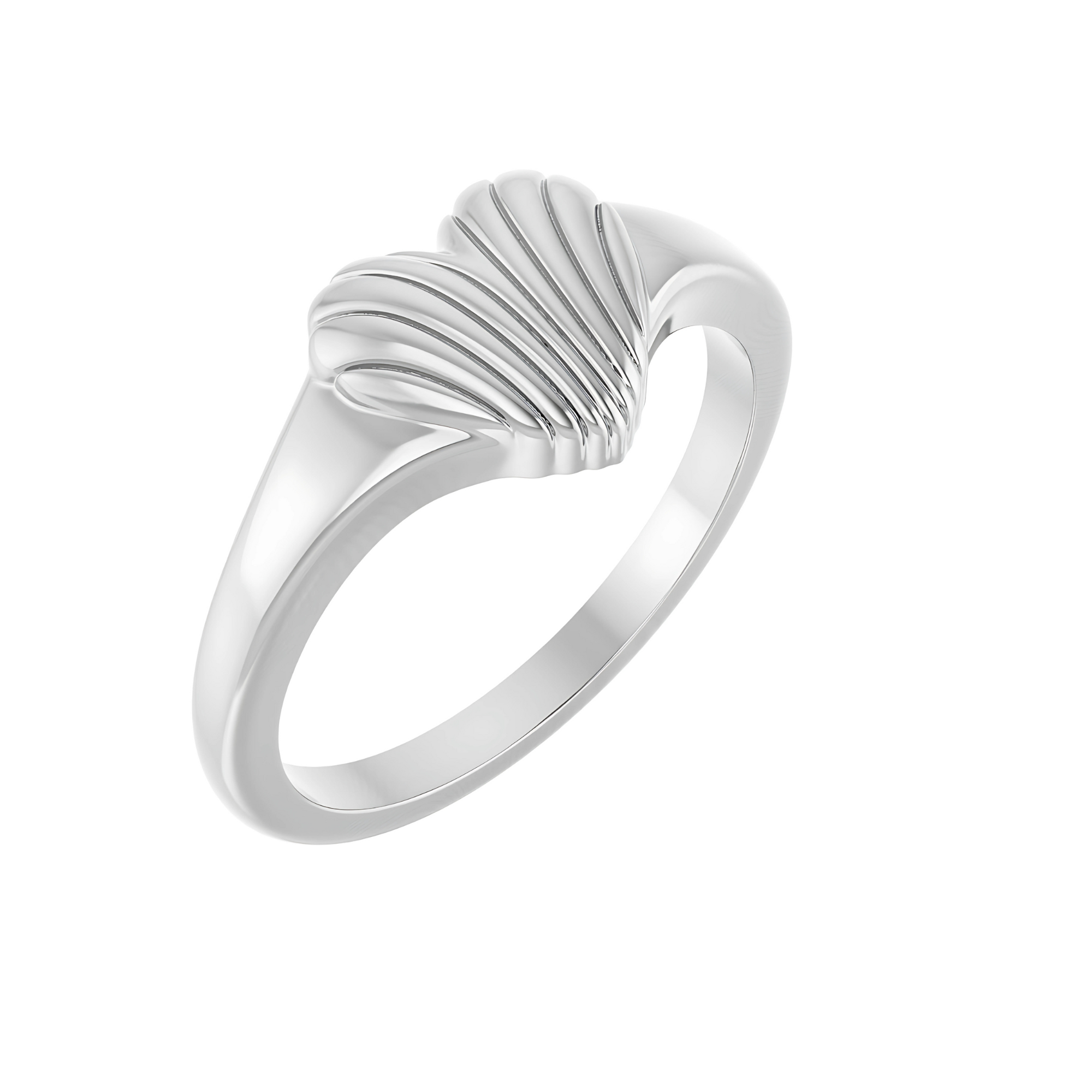 Ribbed Heart Ring Sterling Silver