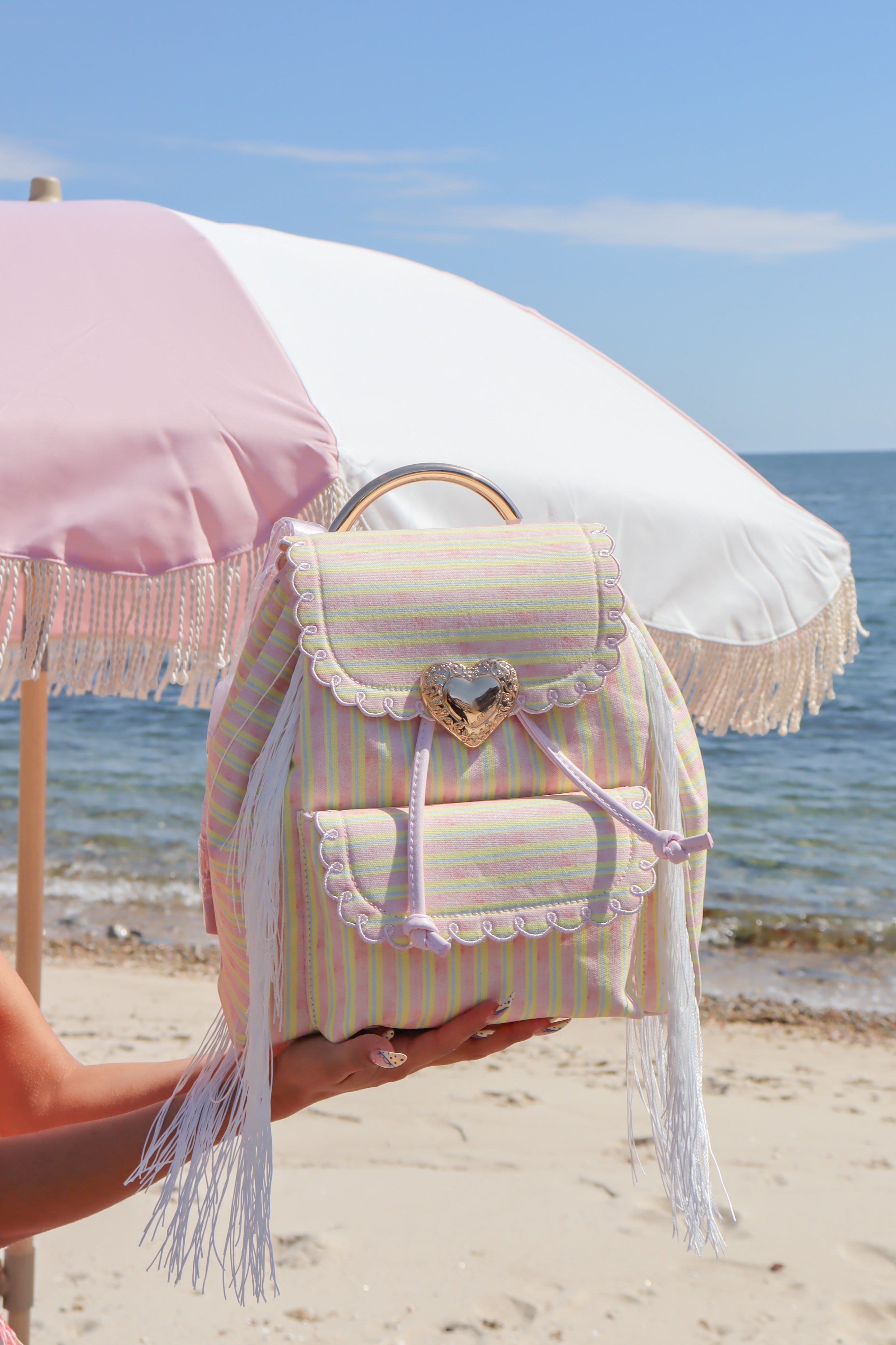 Seaside Sweetheart Backpack in Pastel Stripes