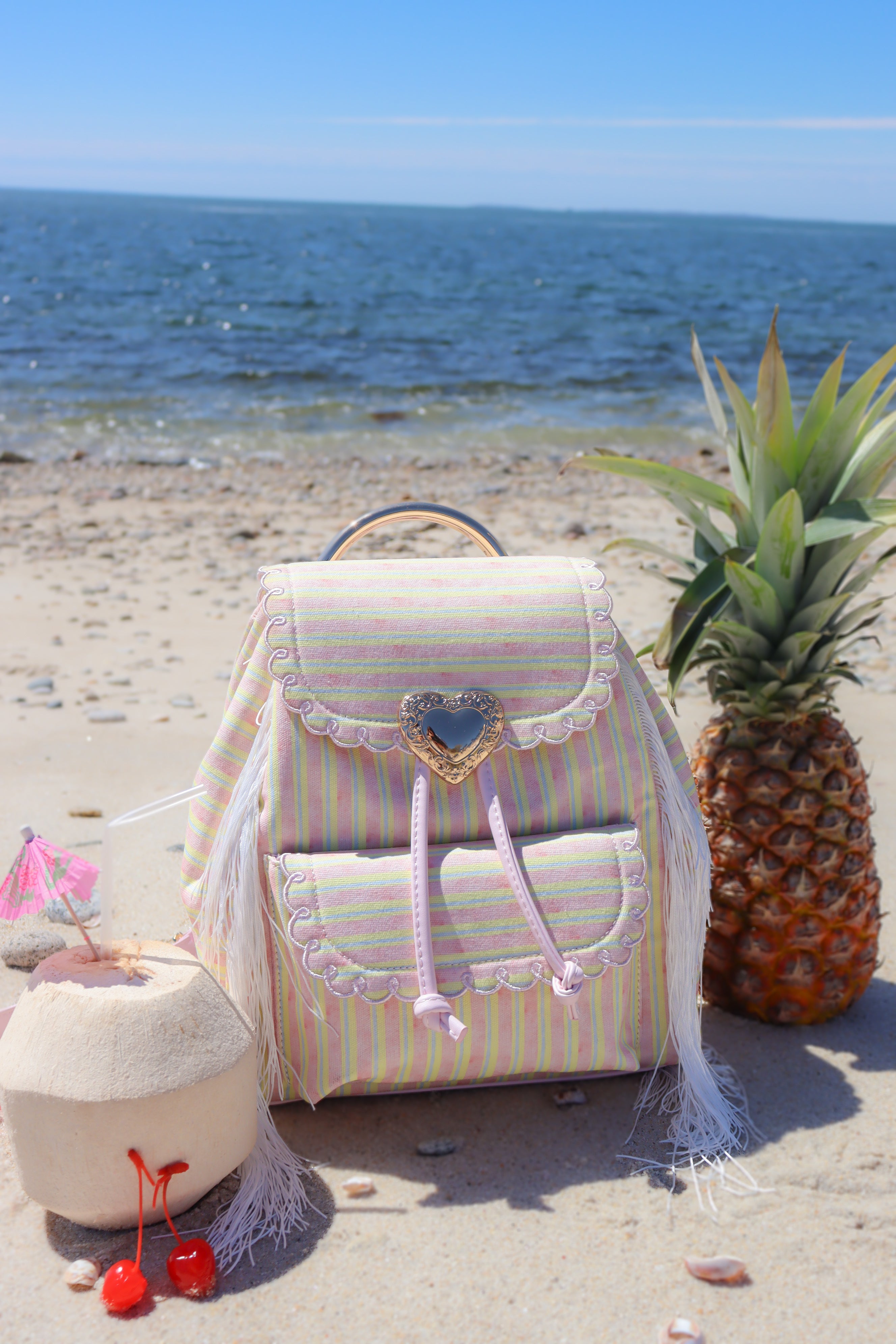 Seaside Sweetheart Backpack in Pastel Stripes