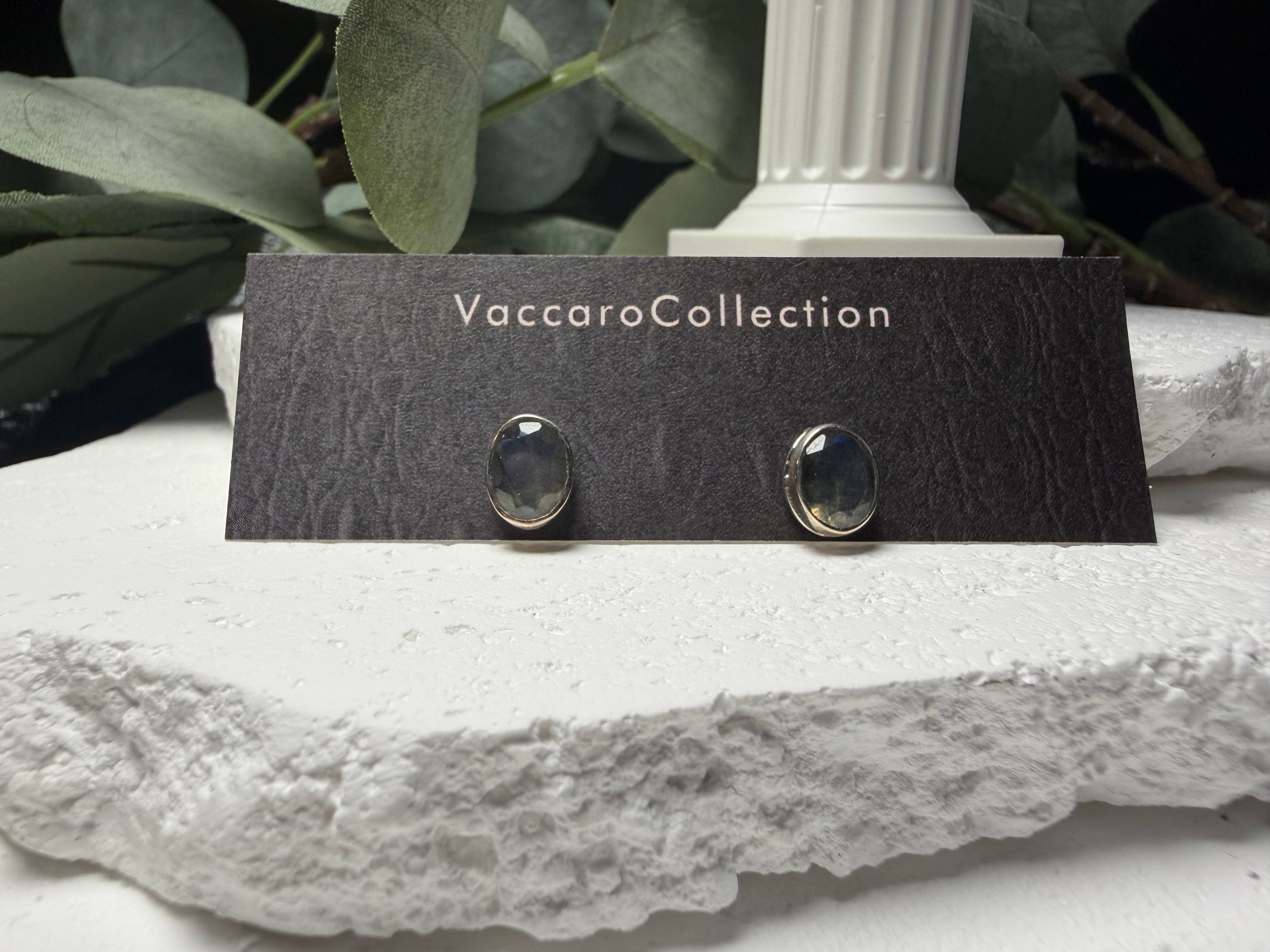 Flash of Blue, Sterling Silver Labradorite Stud Earrings