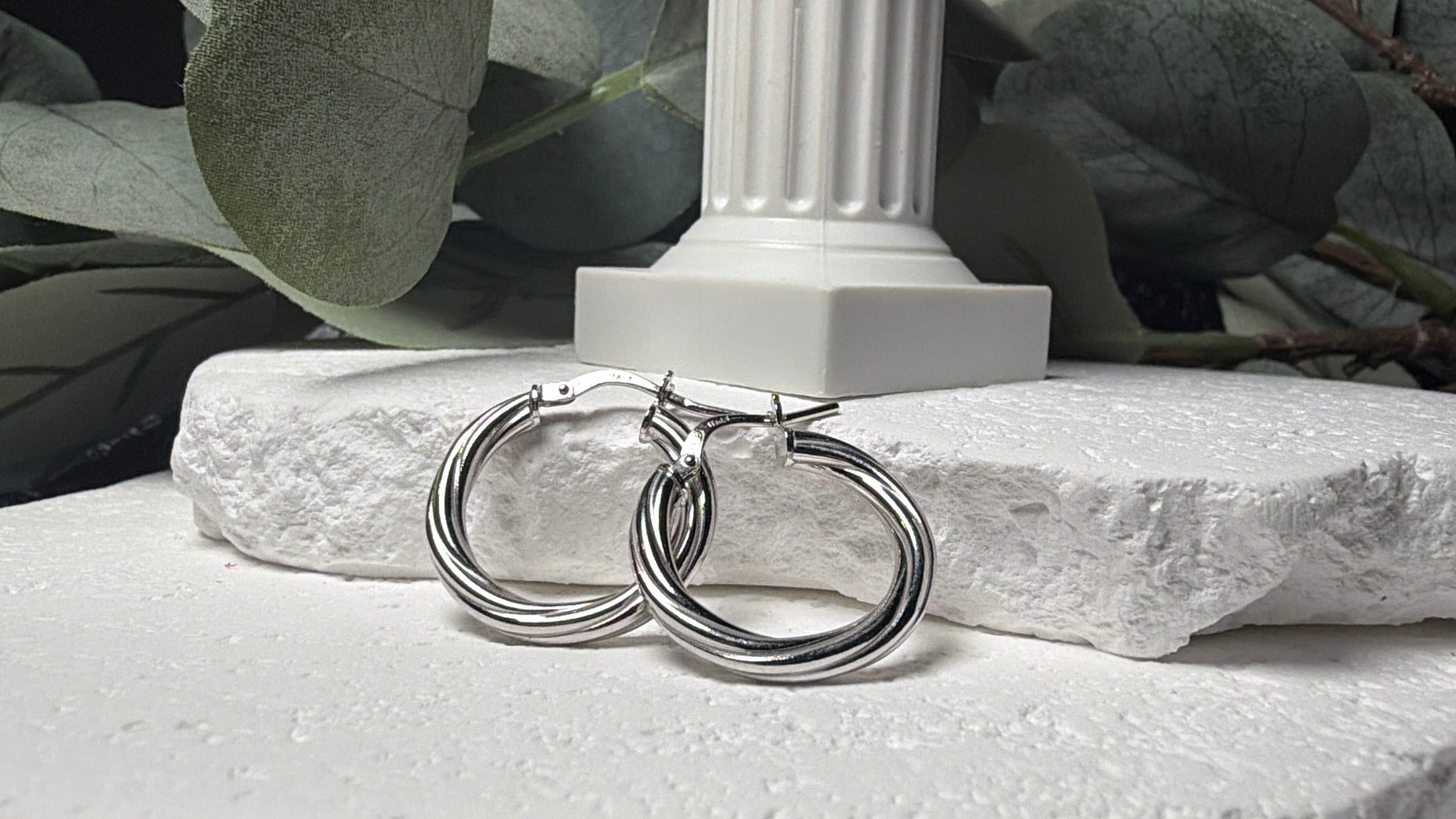 Double Take, Sterling Silver Layered Twist Hoops