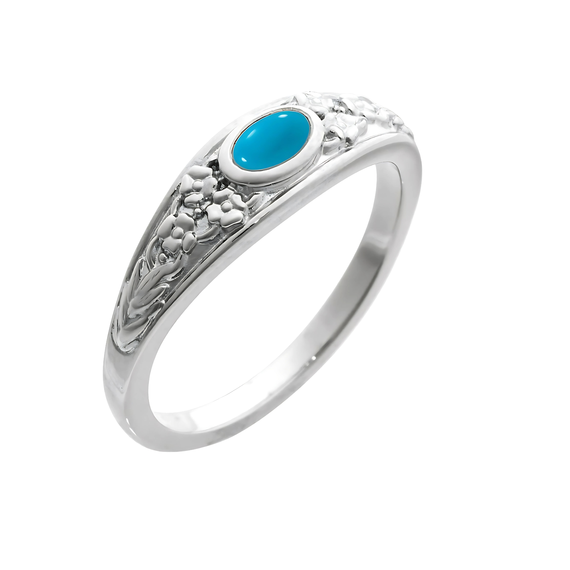 Floral Turquoise Sterling Silver Ring